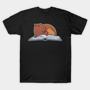 Capybara Mom Reading Book to Child T-Shirt